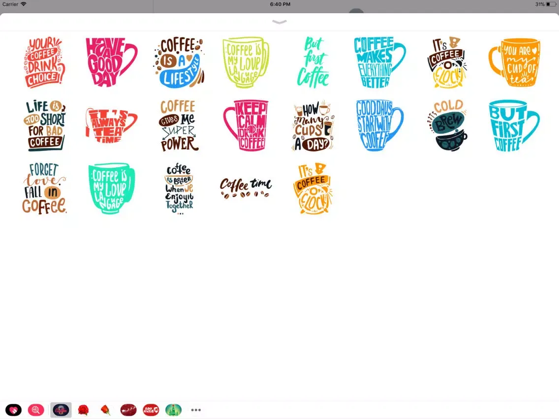 Captures d'écran de Coffee Moji Quotes Sticker App iPad 