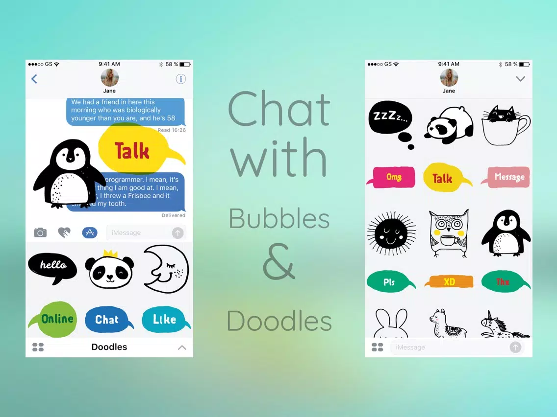 Doodles & Bubbles Cute Sticker iPad  Screenshots