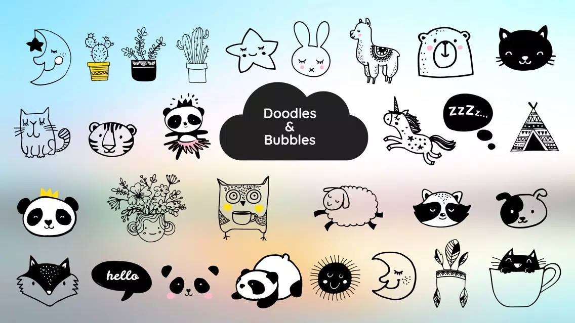 Doodles & Bubbles Cute Sticker Screenshots