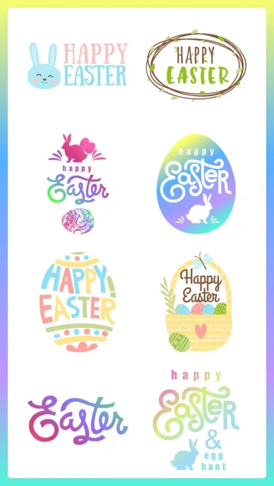 تصاویر Happy Egg Hunt Easter Stickers