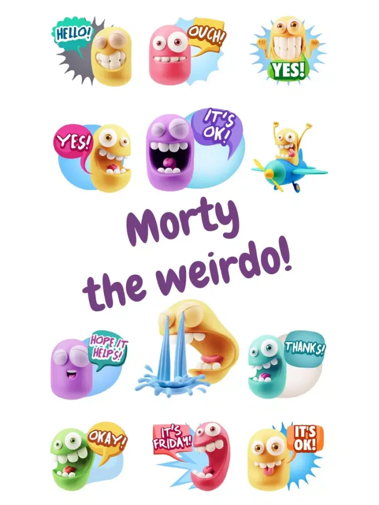 Capturas de tela do Morty the Weirdo Funny Emojis iPad 