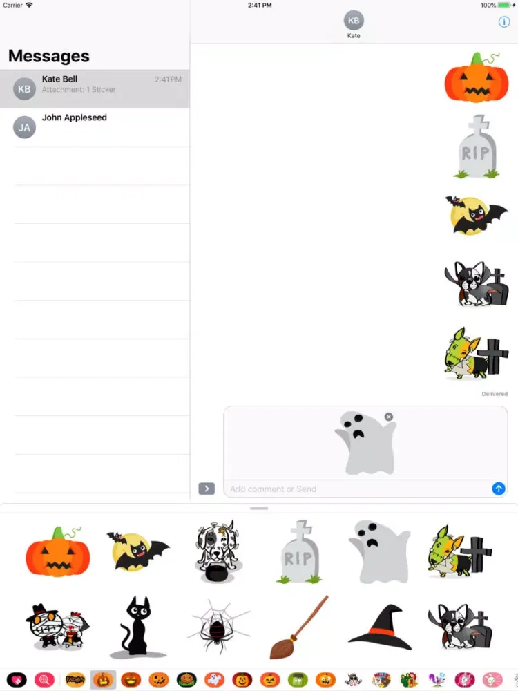 Tangkapan layar Happy Halloween Haunted Emojis iPad 
