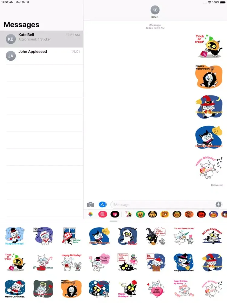 Tangkapan layar Happy Halloween Emo Sticker IM iPad 