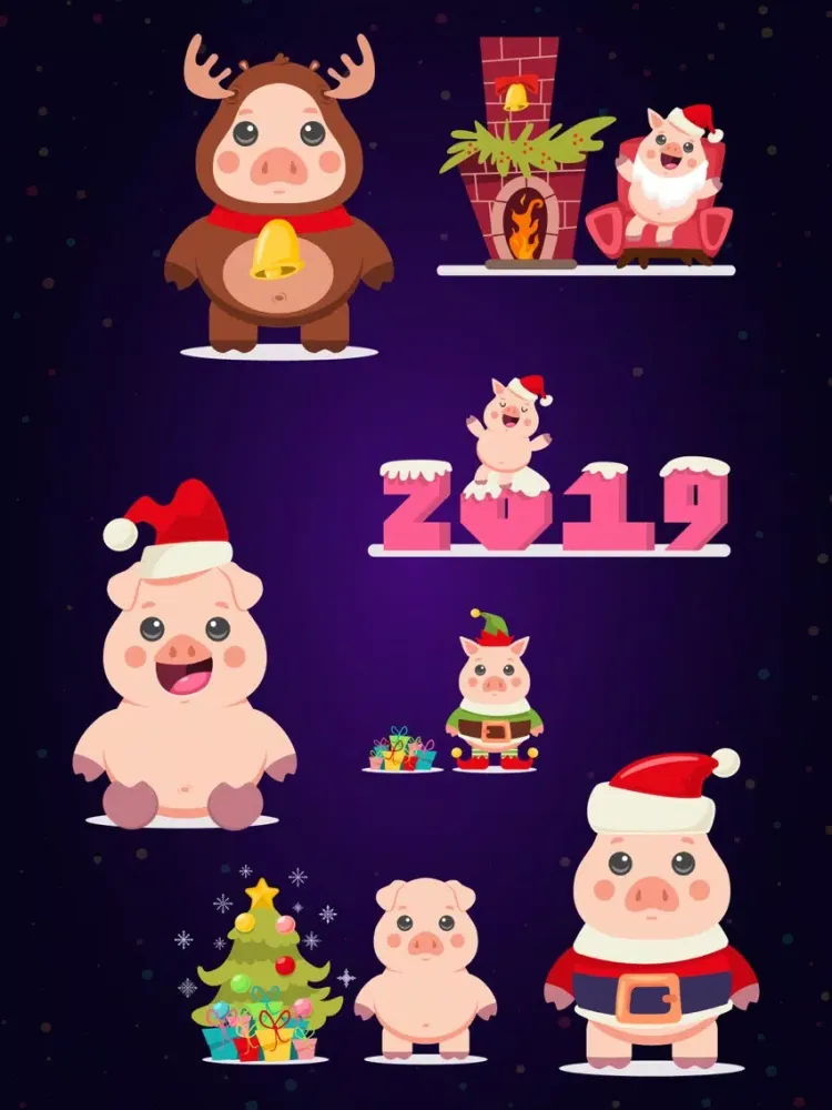 Piggy New Year's Eve Stickers iPad 应用截图
