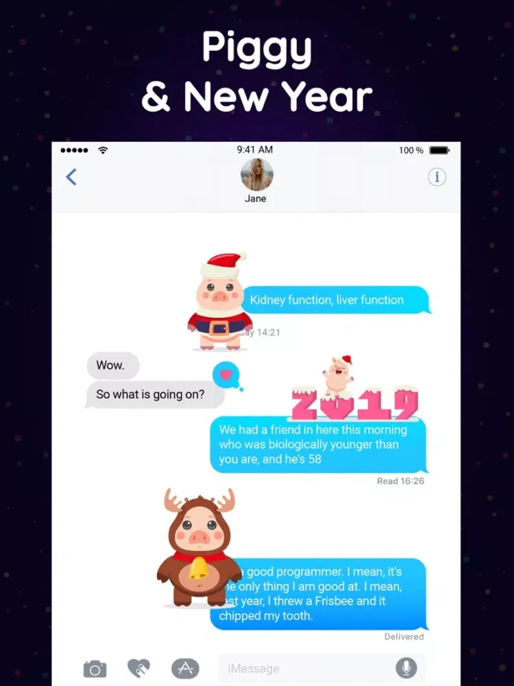 Piggy New Year's Eve Stickers iPad 应用截图