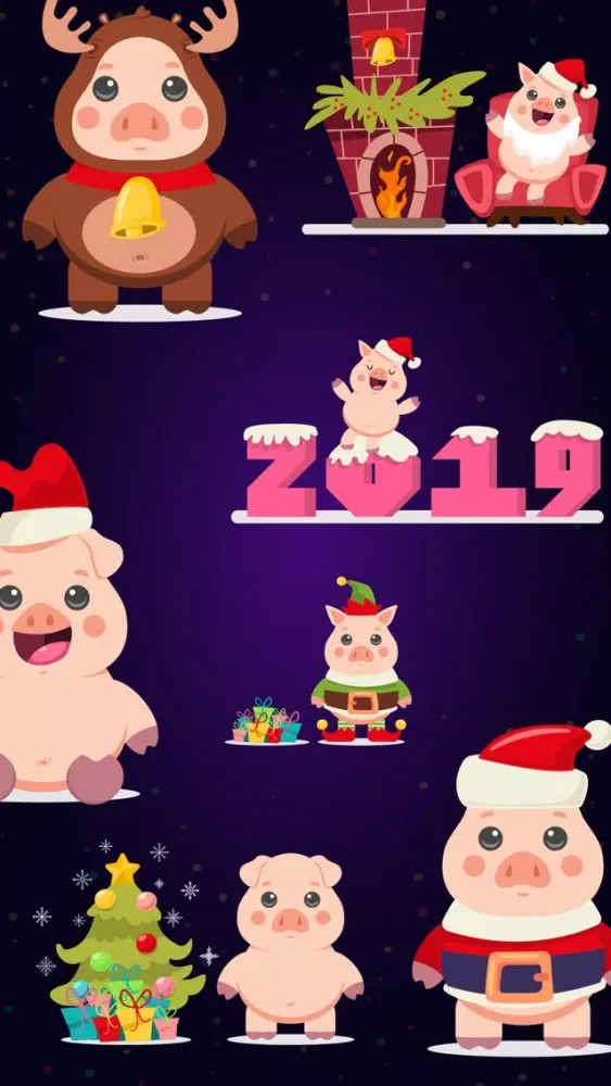 Piggy New Year's Eve Stickers应用截图