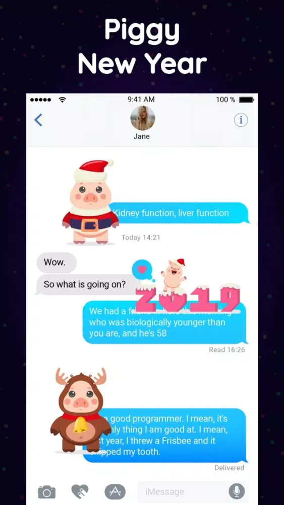 Piggy New Year's Eve Stickers应用截图