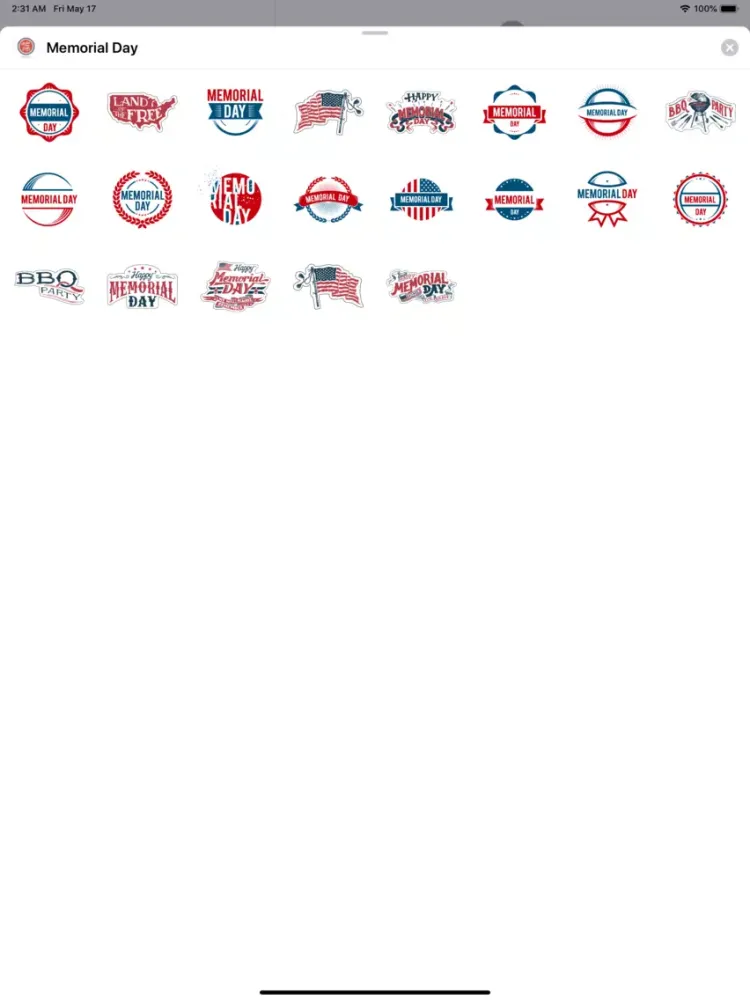 Happy Memorial Day Stickers IM iPad  স্ক্রিনশট