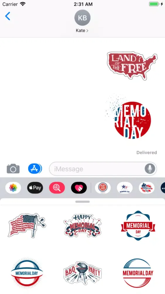 Happy Memorial Day Stickers IM স্ক্রিনশট