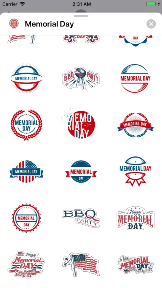 Happy Memorial Day Stickers IM স্ক্রিনশট