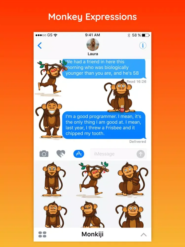 Monkiji - Funny Monkey Emoji Text Chat Stickers iPad  سکرین شاٹس