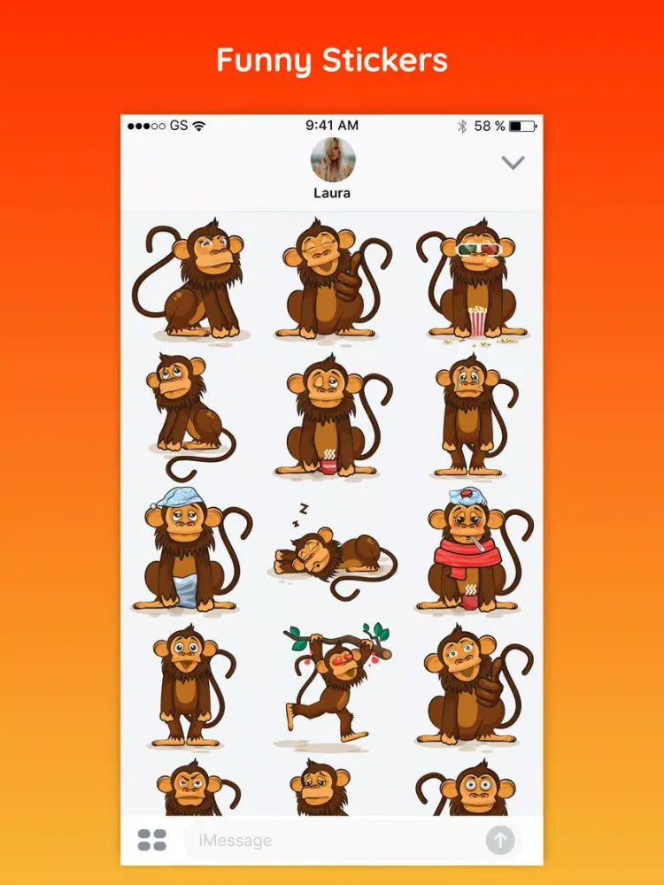 Monkiji - Funny Monkey Emoji Text Chat Stickers iPad  سکرین شاٹس