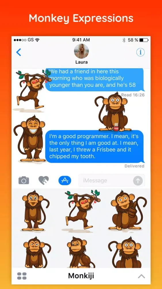 Monkiji - Funny Monkey Emoji Text Chat Stickers سکرین شاٹس