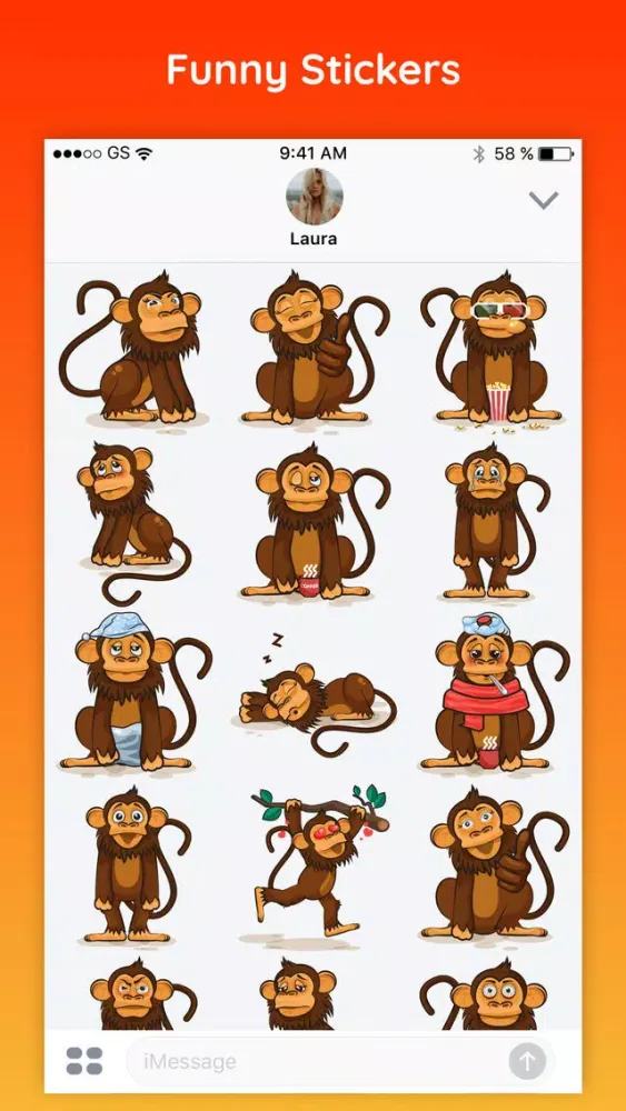 Monkiji - Funny Monkey Emoji Text Chat Stickers سکرین شاٹس