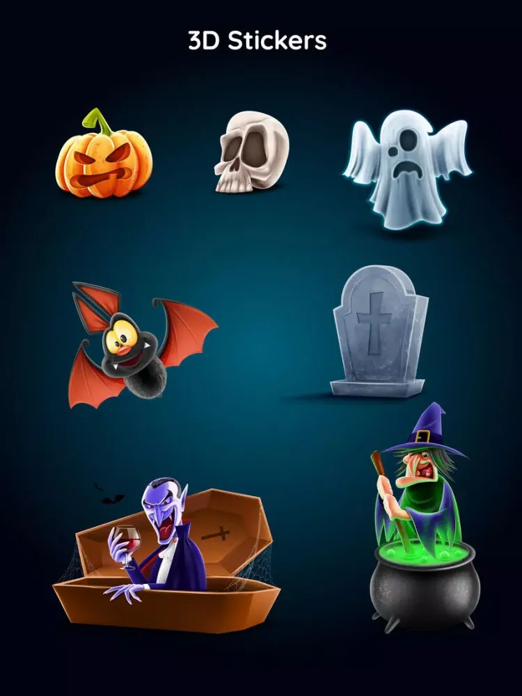 Pumpkin 3D Halloween Emojis iPad Screenshots