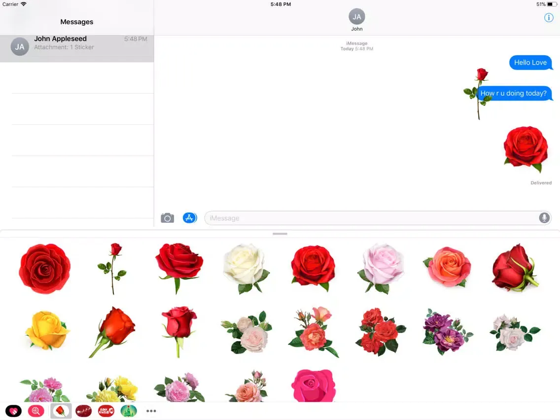 Tangkapan layar Romantic Roses Lovely Sticker iPad 