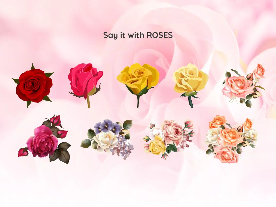 Capturas de tela do Romantic Roses Sticker Wishes iPad 