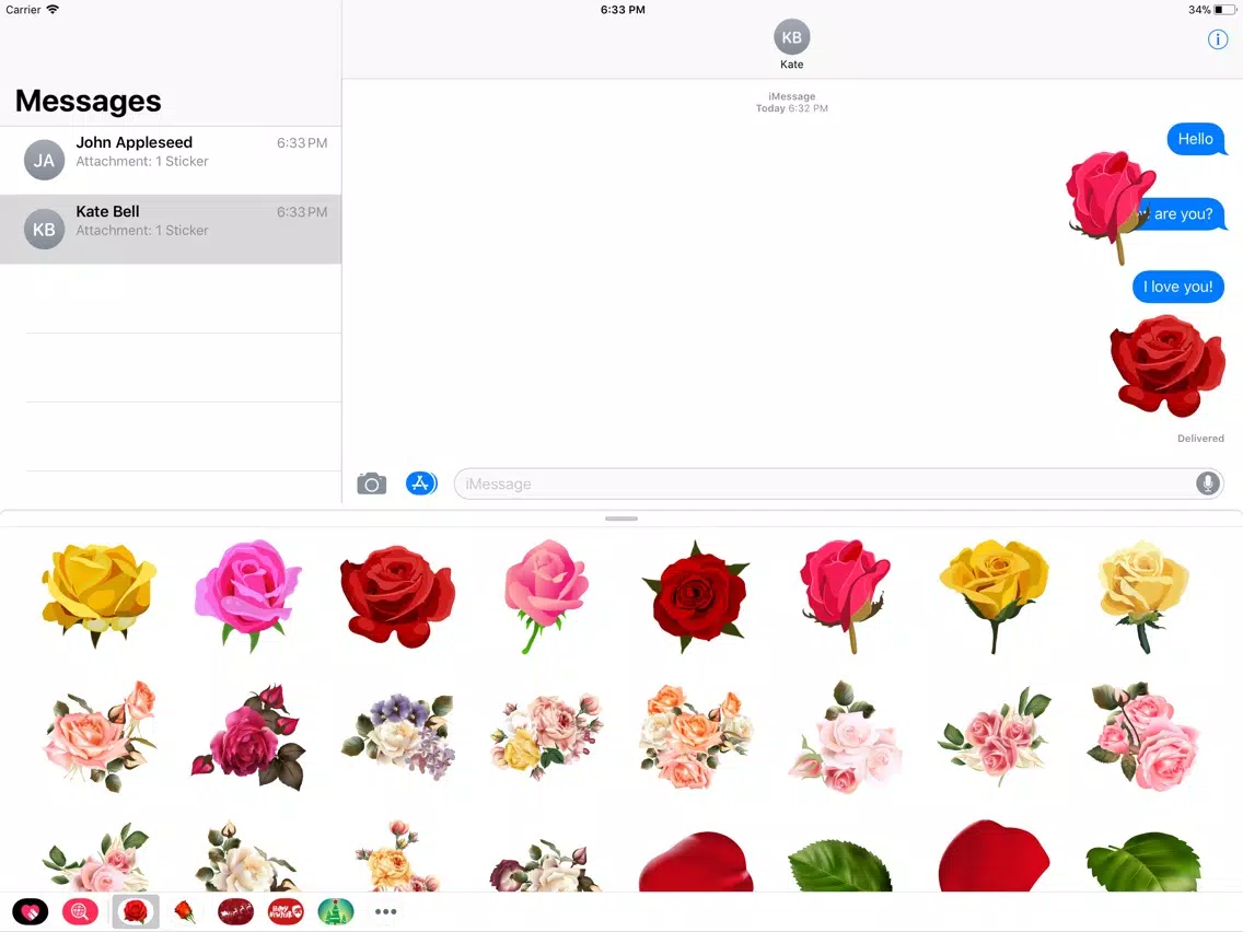 Capturas de tela do Romantic Roses Sticker Wishes iPad 