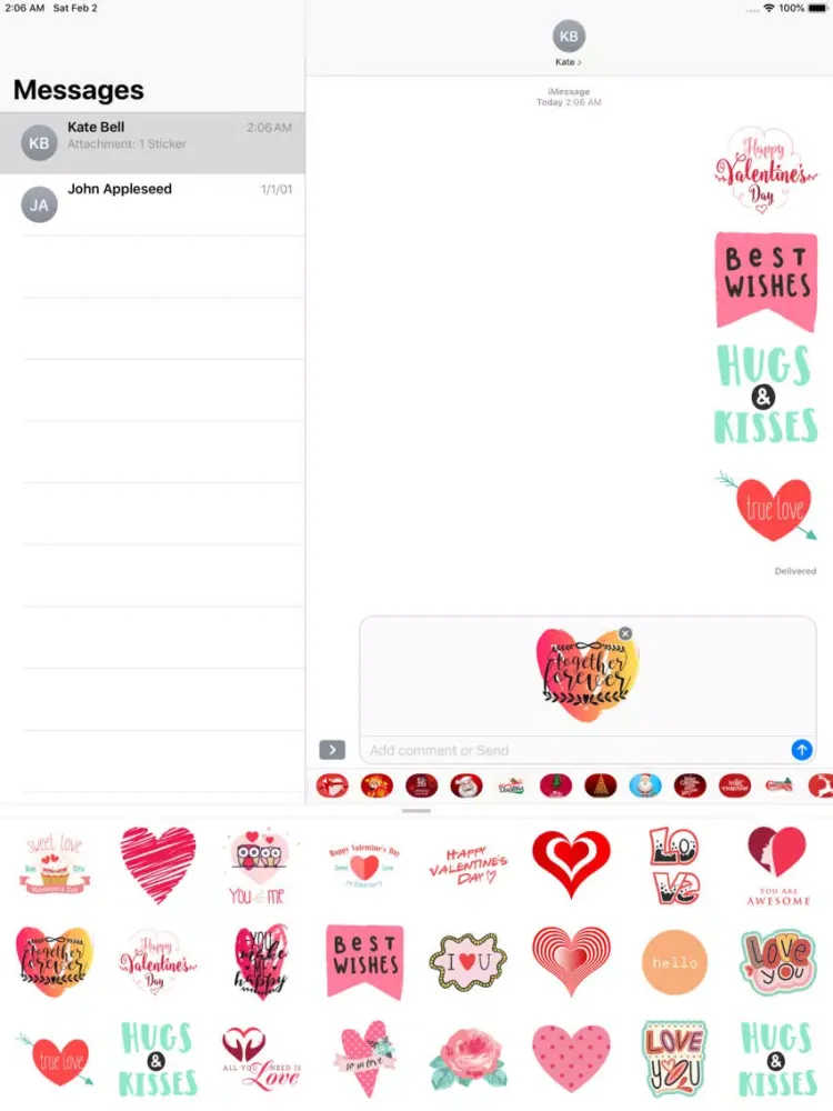 Valentines Day Text Stickers iPad  Screenshots
