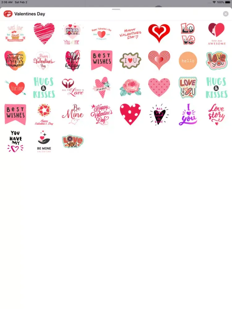 Valentines Day Text Stickers iPad  Screenshots