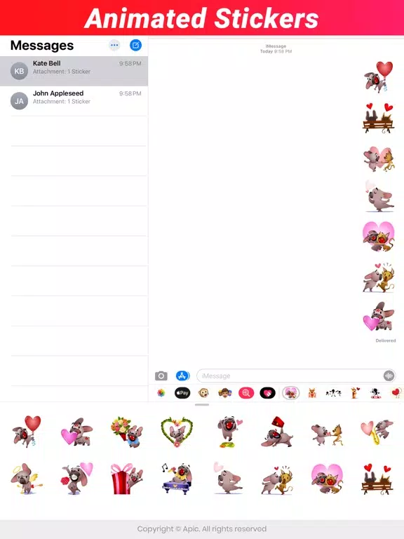 Tangkapan skrin Valentines Day Stickers GIF IM iPad 