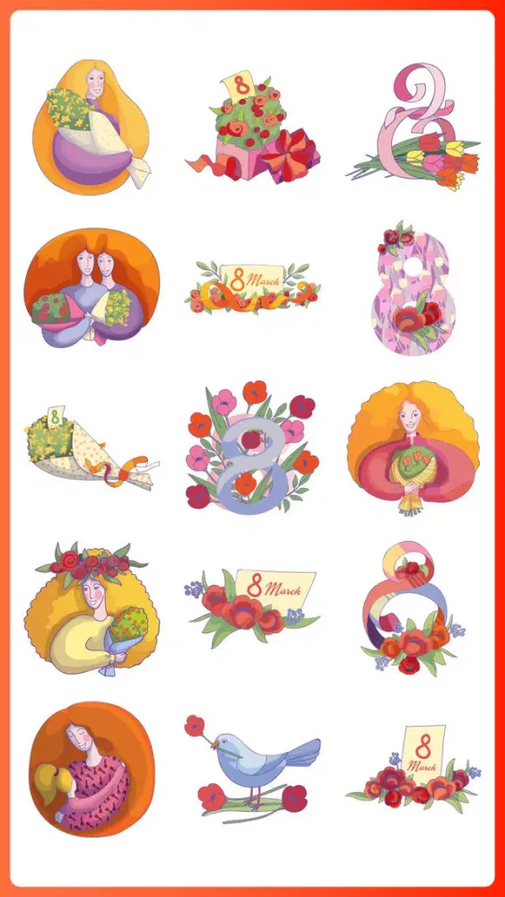 تصاویر 8 March Women's Day Stickers
