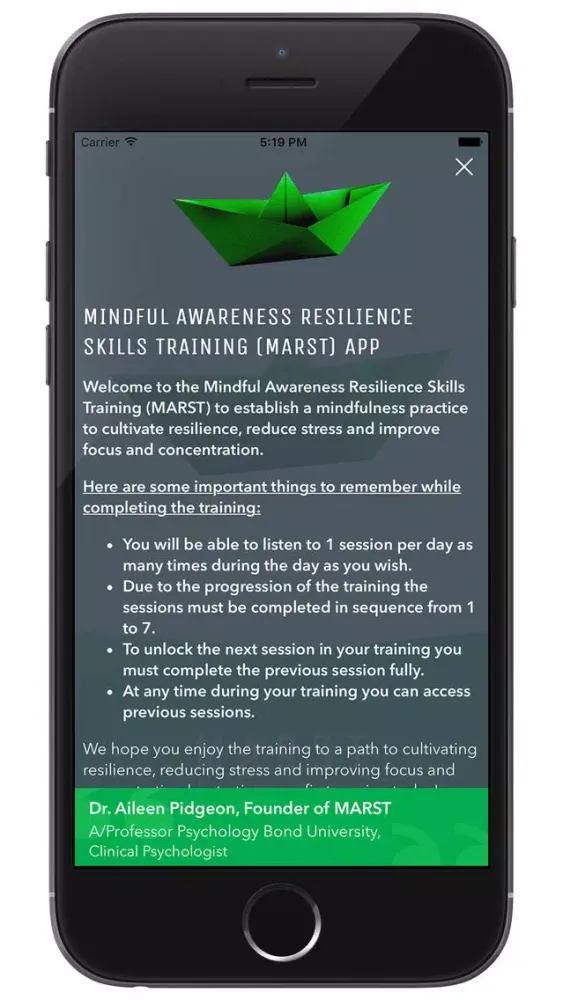 Ảnh chụp màn hình của Mindful Awareness Resilience Skills Training MARST