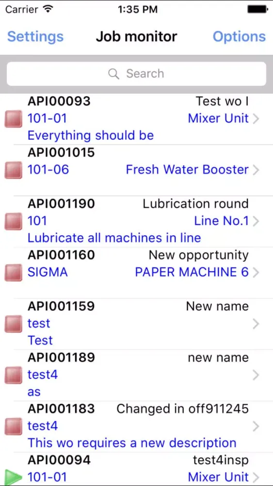 API PRO Job Monitor Screenshots