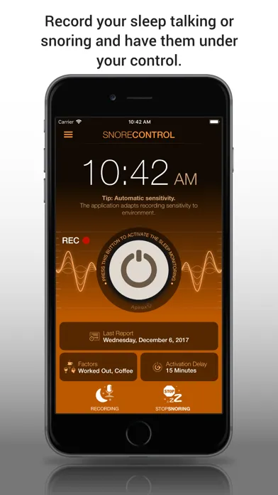 Tangkapan skrin Snore Control