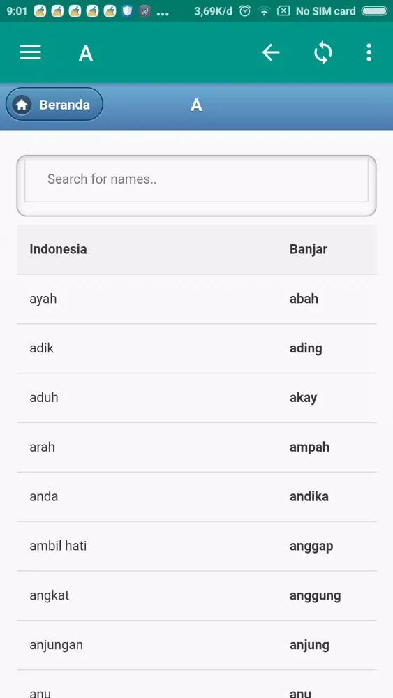 Kamus Bahasa Banjar (KaBanjar) Ekran Görüntüleri