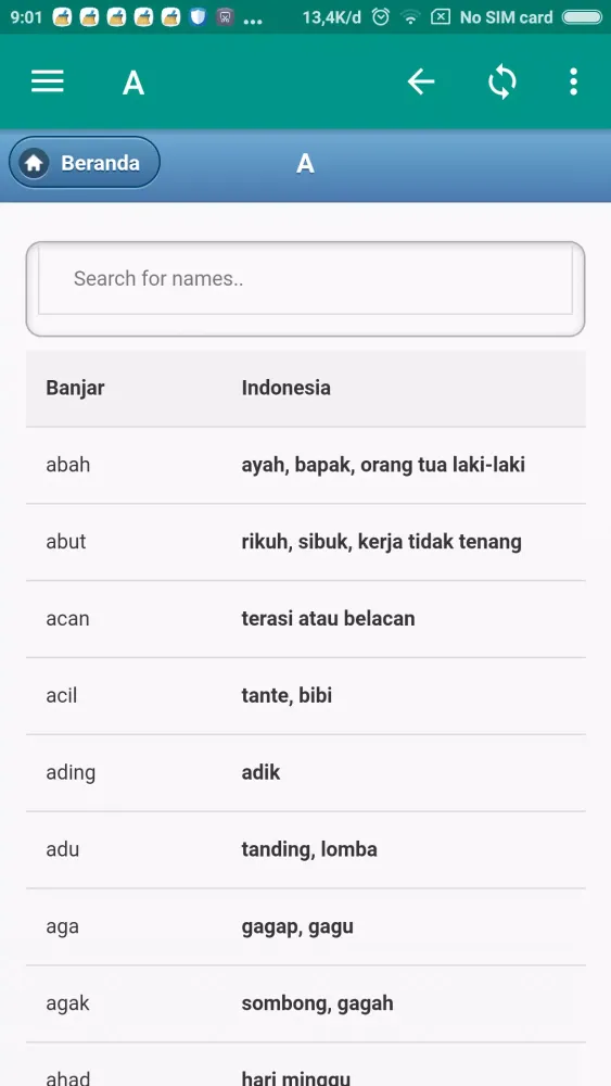 Kamus Bahasa Banjar (KaBanjar) Ekran Görüntüleri