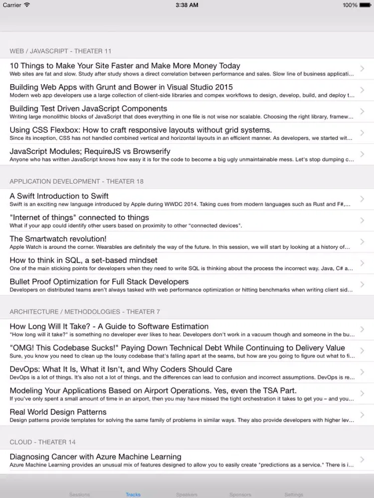 Tangkapan skrin Stir Trek Conference App iPad 
