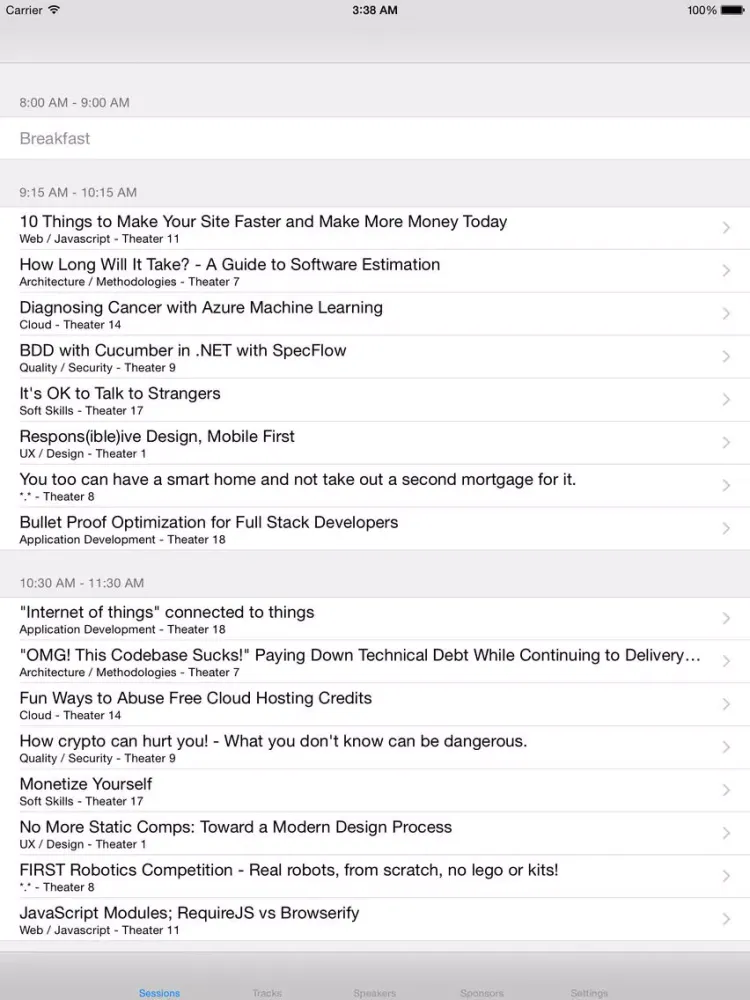 Tangkapan skrin Stir Trek Conference App iPad 