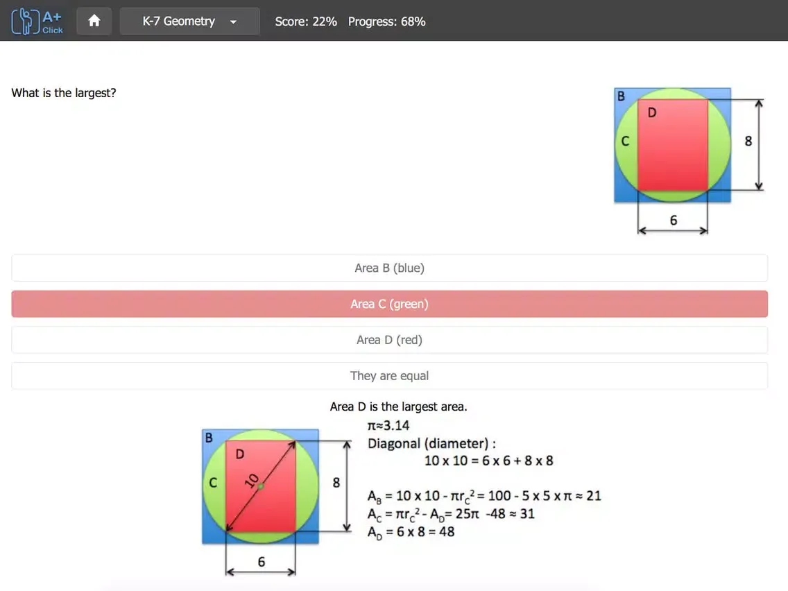 ภาพหน้าจอของ Aplusclick K7 Math iPad 