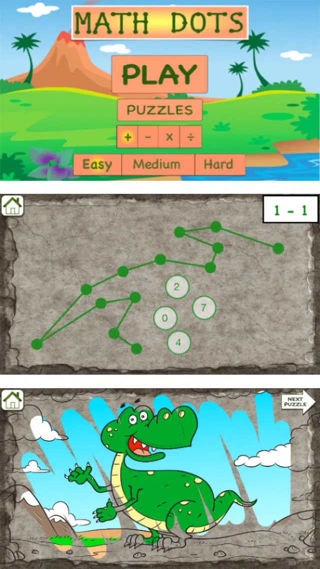 Zrzuty ekranu Math Dots(Dinosaur) - Connect To The Dot Puzzle / Kids Flashcard Drills for Adding & Subtracting