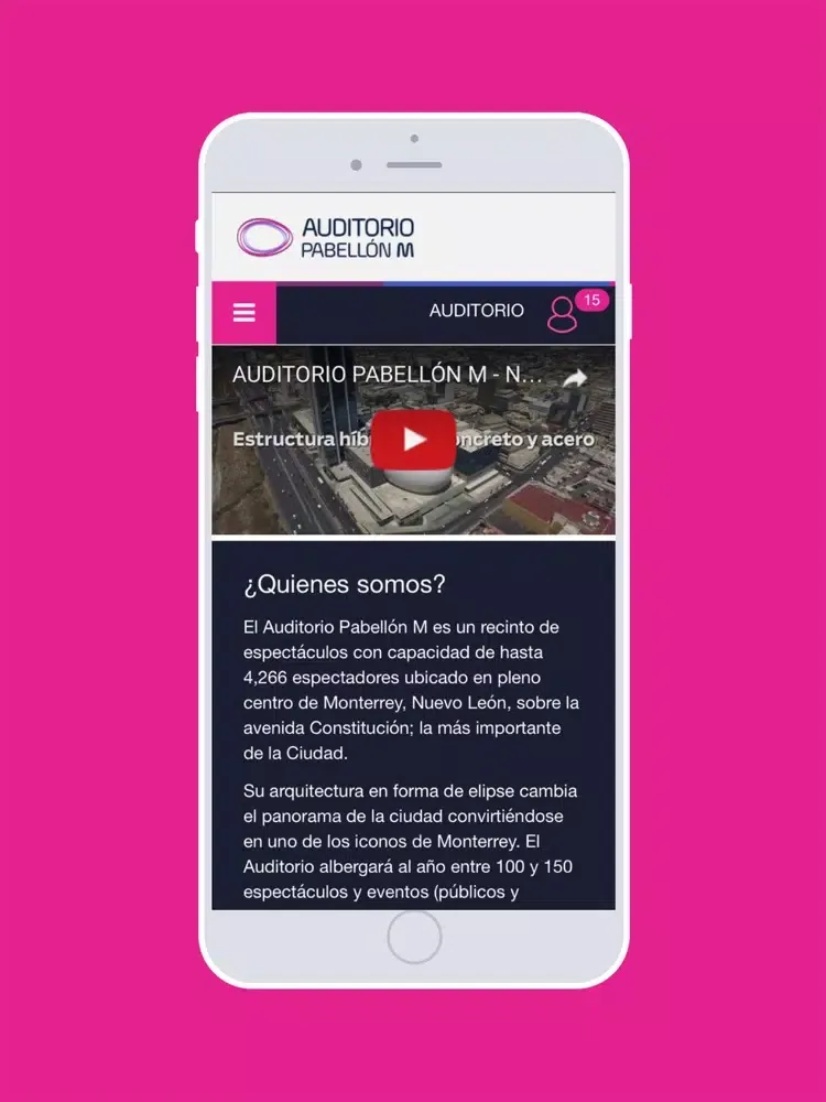 Capturas de tela do Auditorio Pabellón M iPad 