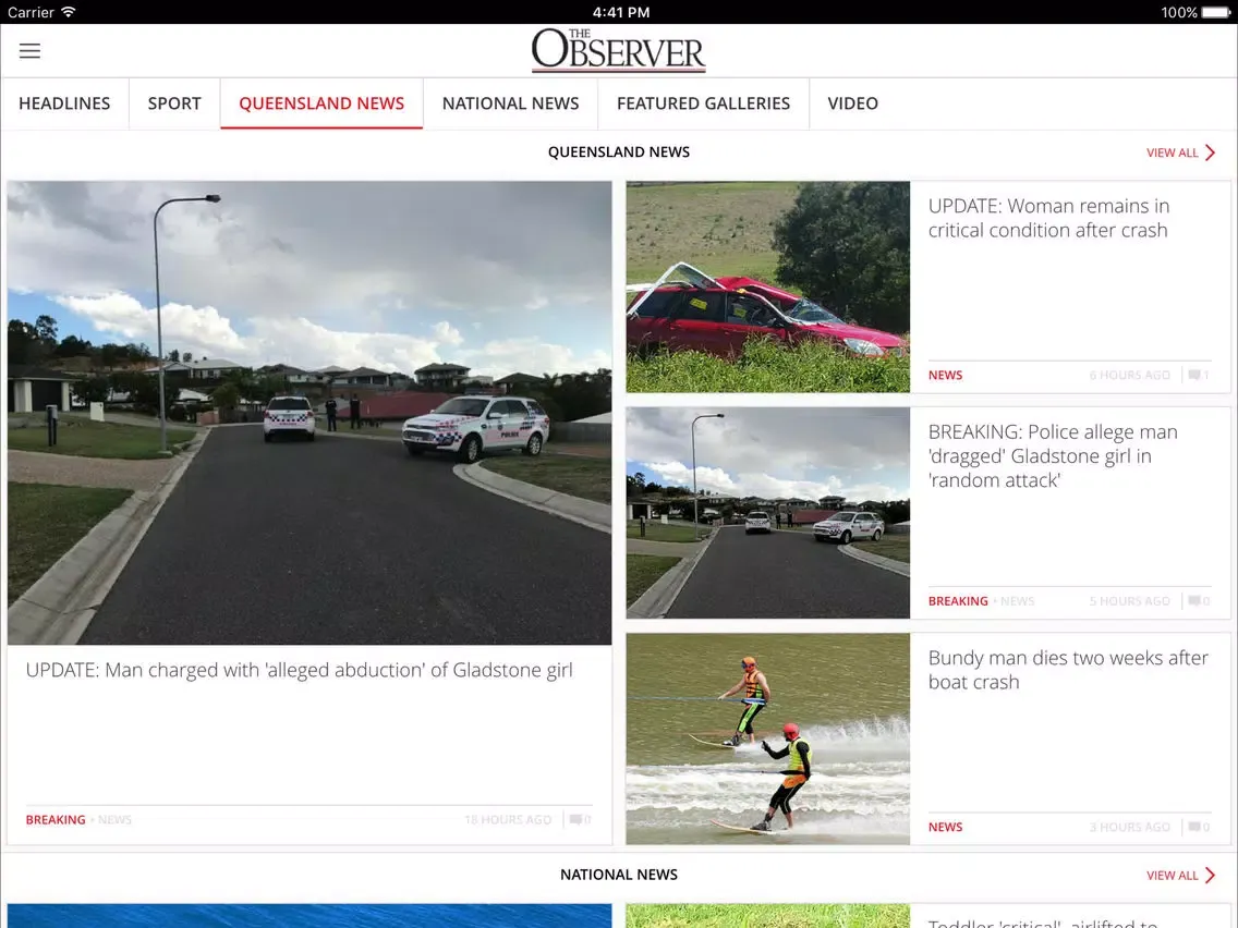 Gladstone Observer iPad  Screenshots