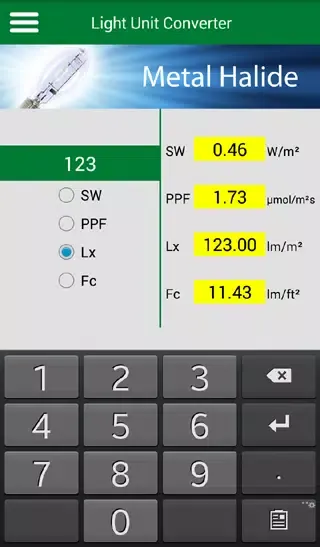 Light Unit Converter स्क्रीनशॉट