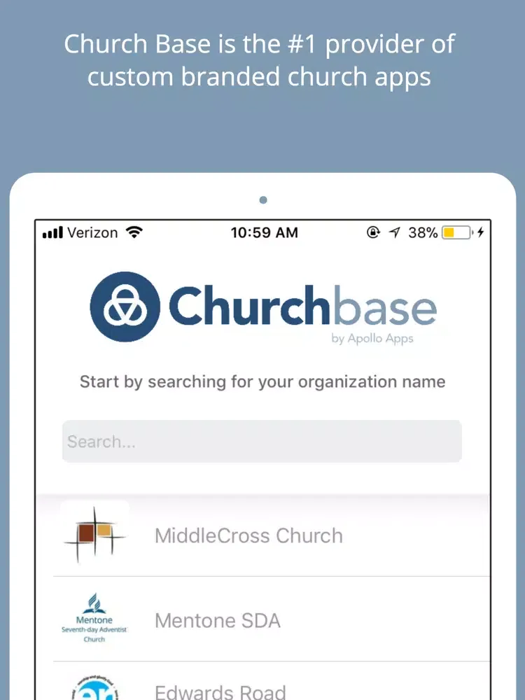 Tangkapan skrin Church Base iPad 