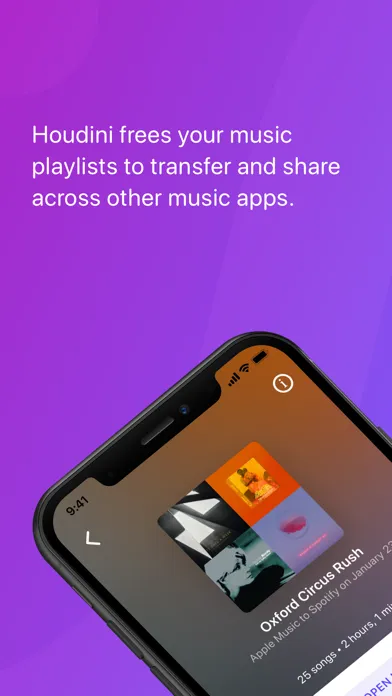 Tangkapan skrin Houdini Playlists