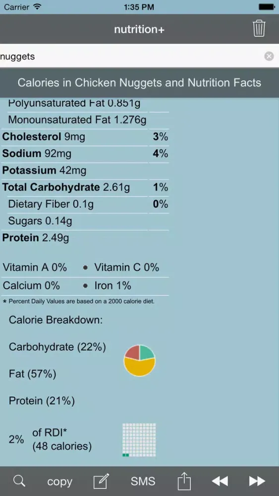 nutrition+: Food & Calorie Information and Nutritional Content স্ক্রিনশট