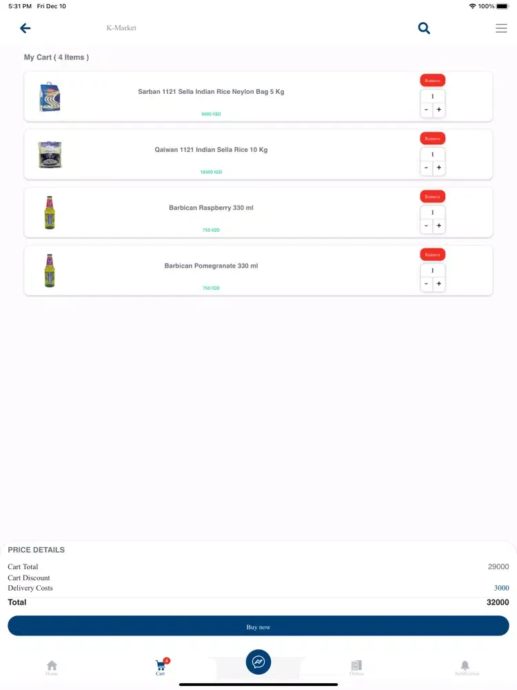 Tangkapan skrin Kmarket iPad 