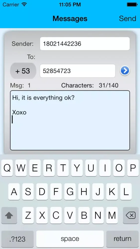 Tangkapan skrin SMS Cuba