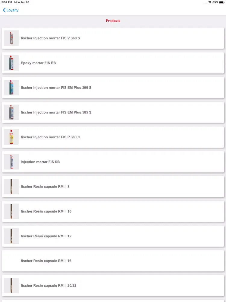 Fischer Loyalty iPad  스크린샷
