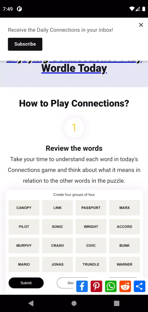 Connections game स्क्रीनशॉट