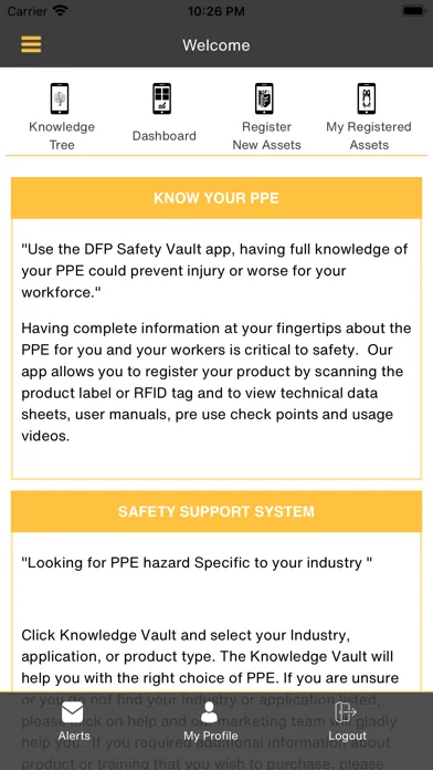 Capturas de tela do DFP Safety Vault