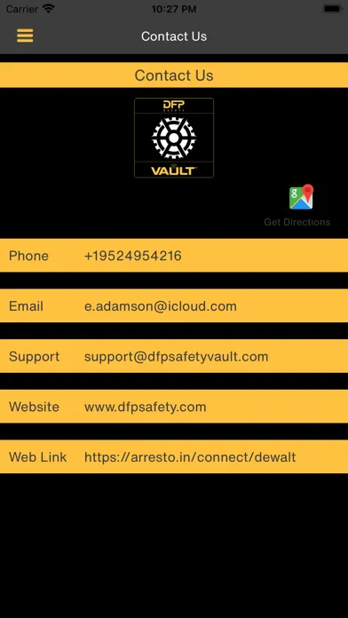 Capturas de tela do DFP Safety Vault