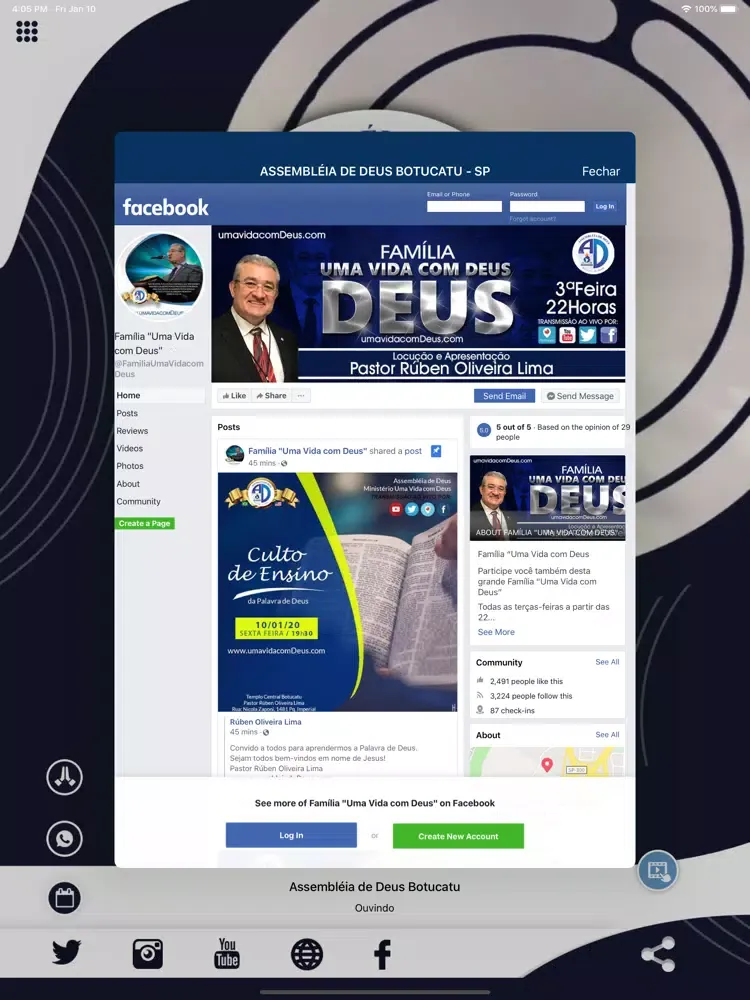 Tangkapan layar Assembléia de Deus Botucatu iPad 