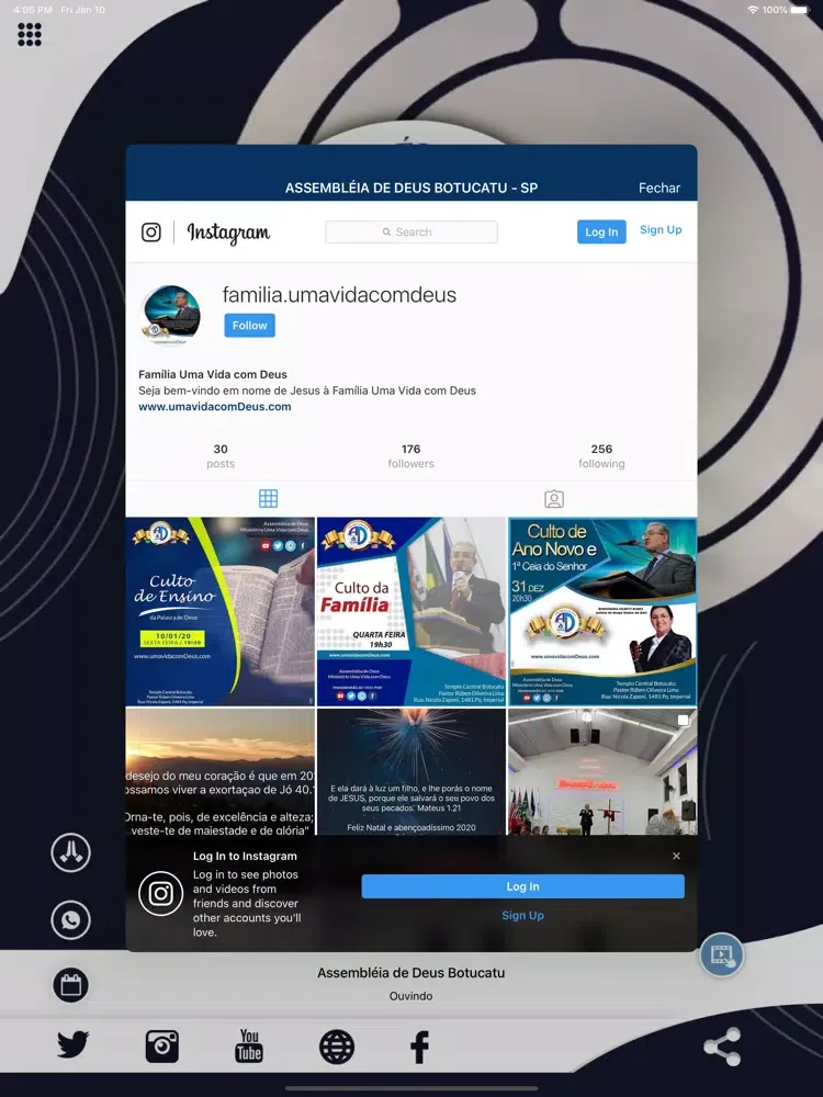 Tangkapan layar Assembléia de Deus Botucatu iPad 