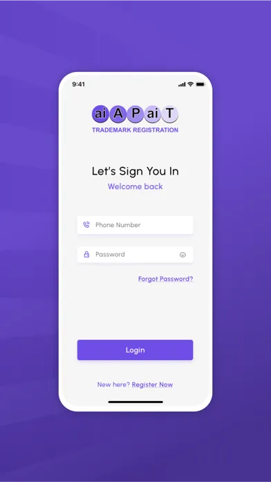 Capturas de tela do aiAPaiT Trademark Registration